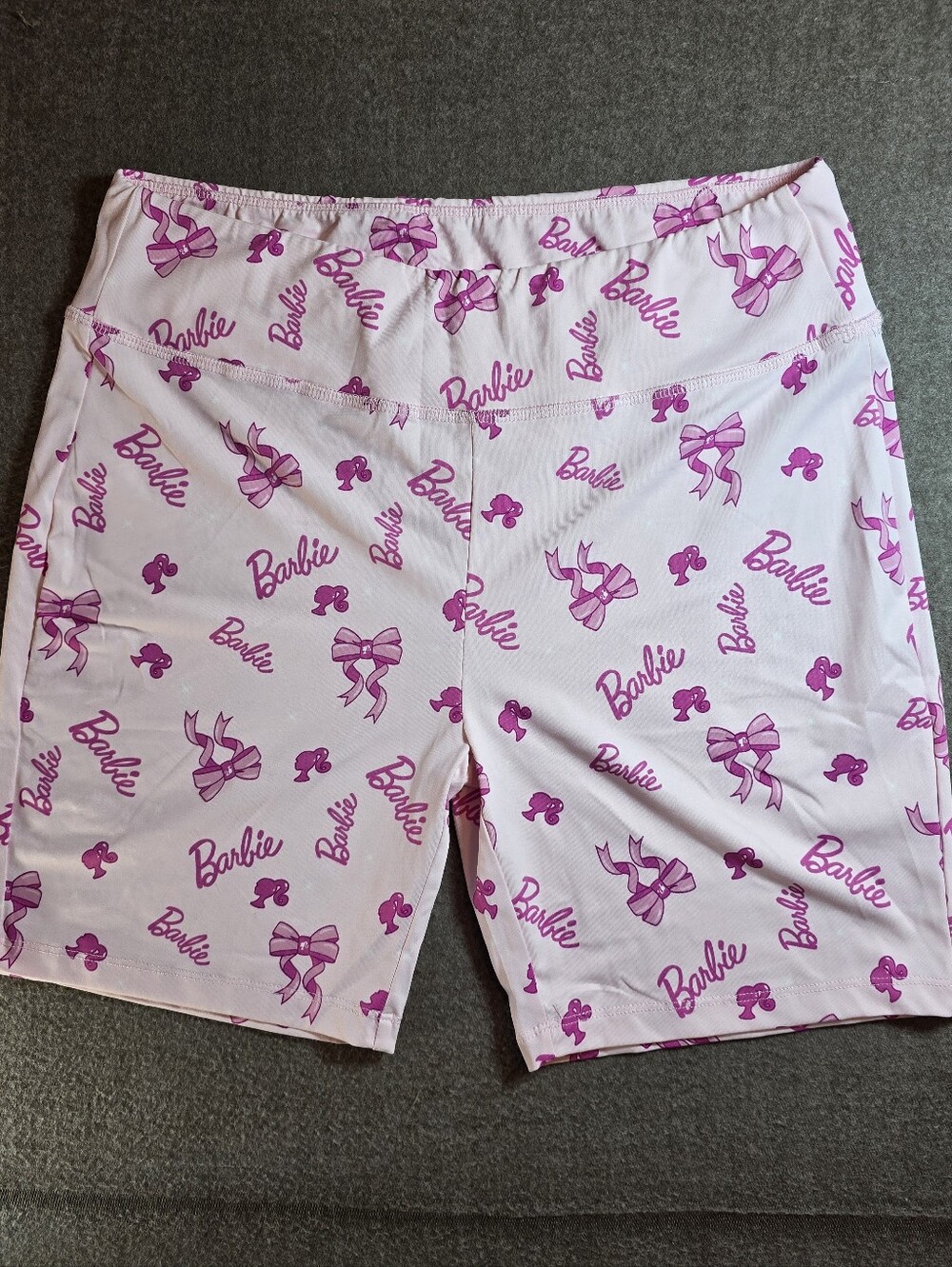 Barbie Light Pink Shorts Hot Pink Barbie Design Biker Shorts Stretch Women's XXL - Picture 2 of 12